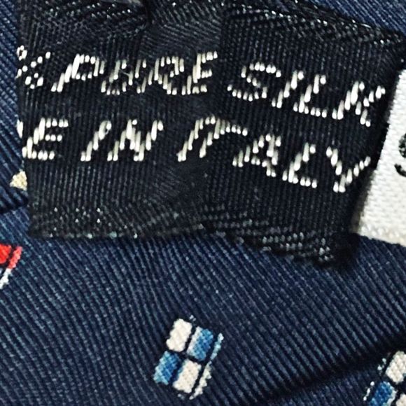 Vittorio Rex 100% Silk Tie Navy Blue Nautical Flags Made in Italy Preppy Classic - Picture 6 of 8